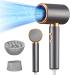 Hair dryer journey-like hair dryer Negative ion 2000W Professional hair dryer with 1 styling nozzle + 1 diffuser 2 speed/3 temperature levels + cooling level intelligent constant clinic gray-02