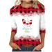 Yihaojia Ladies Tops and Blouses 3/4 Sleeve Christmas Graphic T-Shirts Girls 2023 Classic Fit Round Neck Tees Shirts Red Large