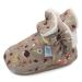 Dotty Fish Cotton Baby Booties with Suede Sole. Warm Fleece Lining. Non-Slip Pram Shoes. Stay On Slippers. From 0-18 months. Boys Girls Unisex. Winter First Shoes. 0-6 Months Brown With Woodland Animals