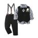 ZOEREA Baby Boy Gentleman Clothes Sets 1-5 Years Infant Wedding Tuxedo Outfits Long Sleeve Formal Shirt+Suspender Pants+Vest+Bowtie+Boutonniere 2-3 Years Black