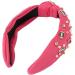 Rhinestone Knotted Headband Valentine's Day Headband Women Acrylic Rhinestone Wide Knotted Headband for Festivals (Rose Red) - Buy Online on GoSupps.com
