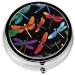 Cute Dragonfly Printed Mini Round Pill Box | 3 Compartment Medicine Organizer | Portable Travel Pill Case for Home & Office - Buy Online on GoSupps.com