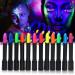 GLEEMEN Neon Face Body Paint Stick 12 Colors UV Blacklight Neon Fluorescent Face Paint with 4 templates Non Toxic Face Painting Club Makeup Art Paint Kit for Adults Kids Halloween Party Carnival 12 UV Colors