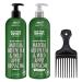 Superhairpieces Afro Hair Comb with NYM Naturals Matcha Green Tea and Wild Apple Blossom Shampoo and Conditioner 450ml Set (3 items)