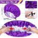 Shop Silk Satin Bonnet Set - Adjustable Double Layer Sleep Cap for Hair Protection | Stylish Black & Violet Options - Buy Online on GoSupps.com