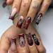 Long Square Halloween Press on Nails LPOODDNU Spider Web Press on Nails 3D Alloy Spider Designs Halloween Fake Nails Dark Red Halloween Glue on Nails Long Halloween Nails Press ons for Women 24Pcs design3