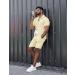 AstoSeu Men's Short Sleeve Shirt and Shorts Set - Light Yellow, X-Large - Buy Online on GoSupps.com