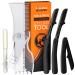 Beard Shaper Kit - Complete Shaping & Styling Tool - Transparent Adjustable Shaper, Razors, Barber Pencil - Beard Stencil Guide Template Outliner Many Styles for Perfect Line Up