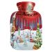 Snowman and Christmas tree hot water bottle with soft fleece cover 2 litre hot water bag for hot and cold compresses