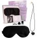 Silk Eye Mask Black Organic Hypoallergenic Mulberry Silk Eye Sleeping Mask Silk Eye Mask Gift Set with Black Obsidian Pendant Necklace Oil Roller Bottle & Black Obsidian Stone Kit