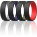 ThunderFit Silicone Wedding Rings Men & Women, Reversible - 6mm Width 2mm Thick DarkBlue-Black, OliveGreen-Black, Grey-Black, Red-Black 3.5 - 4 (14.9mm)