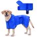 Rongyicare dog waded small dogs super absorbent dog wadema soft microfiber bathrobe dog small adjustable collar and waist dog bathrobe with hood (s navy blau) S navyblau