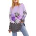 Women's circular neckline printing summer autumn blouse tunics tops button strip basic shirts sweatshirt Streetwear shirts casual sweater tshirt tops 3-purple xxl