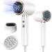 2000W Hair Dryer with Diffuser Professional Hairdryer Fast Dry 300 Million Ionic Blow Dryer Powerful Travel Hairdryers with 2 Speed 3 Heat Setting Cool Shot Button for Multi Women Hairstyles (White)
