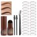 Eyebrow Stamp Stencil Kit Waterproof Brow Stamp Shaping Kit Makeup Tools with 24 Reusable Eyebrow Stencils Eyebrow Brush and Trimmer (Dark Brown)