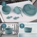 Baby Feeding Set: Silicone Bib, Suction Divided Bowl, Spoon, Fork - Toddler Utensils for Baby Led Weaning - 6 Months (Blue Green) - Buy Online on GoSupps.com