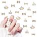 NICENEEDED 40Pcs 3D Alloy Nail Rhinestones Diamond Crown and Bowknot Nail Charms Luxury Metal Gold Nail Jewelry Decorations for Women Girls Nail Design DIY style 2