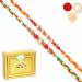 Ghasitaram Gifts Rakhi for Brother Rakhis Online - Set of 2 6431 6432 Pearl Rakhis with 200 GMS of Soan Papdi