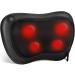 Alljoy massage pillows with heat function Shiatsu massager for the neck of the neck back back massager with 3D rotating massage heads PU leather gift for men women black