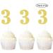 Newqueen 24 Pieces Glitter Number 3 Cupcake Toppers Gold Age Three Cake Picks Decoration for Anniversary Baby Shower 3rd Birthday Party - Buy Online on GoSupps.com
