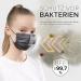50 Disposable Face Masks Made in Germany, Type II CE Certified - Small Size Black, Triple Layer Filtration 99.78%, Breathable with Elastic Earloops - Buy Online on GoSupps.com