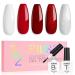 AILLSA Red Gel Nail Polish Set Burgundy Red White Sparkle Gel Polish with Base and Top Coat Valentine's Day Gift Red Sliver Glitter Nail Polish Gel Winter colors Soak Off U V Gel Starter Kit A6-candy Cane