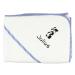 Wolimbo hooded towel personalized with name and motif - white - 140x140 cm - for baby and children 140x140cm white / edge blue stripes
