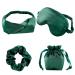 OLACD Soft Faux Silk Breathable Eyeshadow Set with Lightweight Scrunchie Headband and Solid Color Cover Bag for Sleeping Eyes