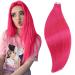 RUNATURE Pink Tape in Hair Extensions Human Hair Colored Pink Hair Extensions Tape in Real Hair Tape Extensions Pink for Highlight 18 Inch 25 Gram 18 Inch Tape #Hot Pink
