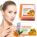 Turmeric Soap Turmeric Brightening Soap Kojic Acid Soap Turmeric Soap Bar Turmeric Soap Bar for Deep Cleansing Women's Men's Soap Bar for Face & Body with A Foaming Net (100g)