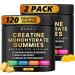Creatine Monohydrate Gummies for Men & Women, 9000MG Creatine Gummies Sugar Free with L-Taurine, BCAA 2:1, B12 B6 for Boost Strength, Focus & Endurance, Vegan, Non-GMO, Pineapple 120*2 Bottle Pineapple 120 Count (Pack of 2)