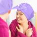 Adjustable Bow-knot Shower Cap Set | Reusable Waterproof Hair Turbans | Cyan Purple Bath Caps for Women & Girls | Ideal for Beauty, Spa, and Travel - Buy Online on GoSupps.com
