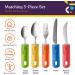 Special Supplies 5-Piece Adaptive Utensils Kitchen Set for Hand Tremors, Arthritis, Parkinson's - Non-Weighted, Non-Slip Handles - Stainless Steel Knives, Fork, Spoons - Colorful - Buy Online on GoSupps.com