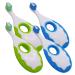 Baby Toddler Toothbrush First Teeth Cleaning (2X Blue & 2X Green)