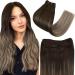 Easyouth Weft Human Hair Extensions Sew in Hair 18 Inch 100g Double Weft Hair Extensions Ombre Brown to Blonde Weft Extensions Real Hair 18 Inch/45cm 3-Weft #2/6/18
