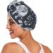 Super Absorbent Elephant Handrawn Hair Towel 2 Pack - Quick Dry Hair Turbans with Button Twist for Women & Girls - Buy Online on GoSupps.com