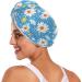 White Daisies Blue Hair Towel 2 Pack | Super Absorbent Quick Dry Hair Turbans for Women & Girls - Buy Online on GoSupps.com