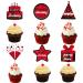 36PCS Black Red Happy Birthday Cupcake Topper Decorations for Men Women Happy Birthday Cake Topper Party Supplies Birthday Cupcake Picks Cake Decor