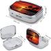 Buy Tropical Sunset Print Pill Box - 2 Compartment Metal Organizer for Travel & Everyday Use - Buy Online on GoSupps.com