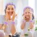 Hope&Luck 4Pcs Spa Headband Set for Women - Purple Terry Cloth Sponge Headband for Face Washing - Bubble Headband with Wristband - Buy Online on GoSupps.com