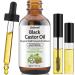 GoldWorld100% Organic Pure Black Castor Oil Cold Pressed for Hair Eyebrows Eyelash Growth Serum to Grow Lashes Castor Oil for Skin Body Face Caster Oils Unrefined in Glass Bottle Hexane Free
