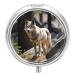 Pill Box Pill Case 3 Compartment Travel Pill Box Wildlife Wolf Printing Small Pill Box Portable Medicine Pill Case Pill Organizer for Purse & Pocket for Travel Handbag (Round)