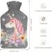 Unicorn Floral Hot Water Bottle with Plush Cover - Cozy Hand Warmer for Adults & Kids | 26.5x15.3cm International Shipping Available - Buy Online on GoSupps.com