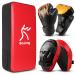 Odoland 3-in-1 Boxing Gloves Punching Mitts Kick Pack Set for Kids Youth Boxing Mitts Focus Pads Taekwondo Kick Pad Kids Boxing Gloves for Boxing Kickboxing Karate Muay Thai MMA Training