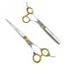 Sharf Gold Touch Pet Grooming Shear Kit 7.5 Inch Straight & 6.5" 42-Tooth Thinning Scissors