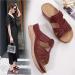 Women's Peep-Toe Sandals - Synthetic Leather Medium-High Wedge Heel Slip-On Light & Comfortable Summer Footwear (Burgundy Red 35 EU) - Buy Online on GoSupps.com