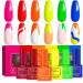 SAVILAND French Gel Nail Polish Set - 6 Colors 10ML Spring Gel Polish Orange Yellow Green Hot Pink Blue Gel Polish Set Soak Off Nail Art Gel Liner French Tip Manicure Kit for Nail Salon Home DIY Gift