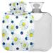 Naanle hot water bottle with cover polka dots daisy transparent hot water bottle 2l large hot hot water bottle for menstrual cramps pain relief handfoot heat and cold therapy