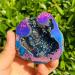 Specimen Natural Agate Geode Slice Quartz Electroplated Cluster Crystal Points - Buy Online on GoSupps.com