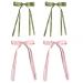 AUONY 4PCS Hair Clips for Women Tassel Ribbon Hair Bows Barrettes Clips With Long Tail for Girls Women Hair Accessories (2PCS Green + 2PCS Pink)